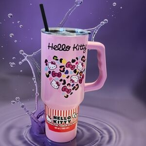 NEW Hello Kitty Sanrio 40oz. Stainless Steel Tumbler with Handle and Straw Pink